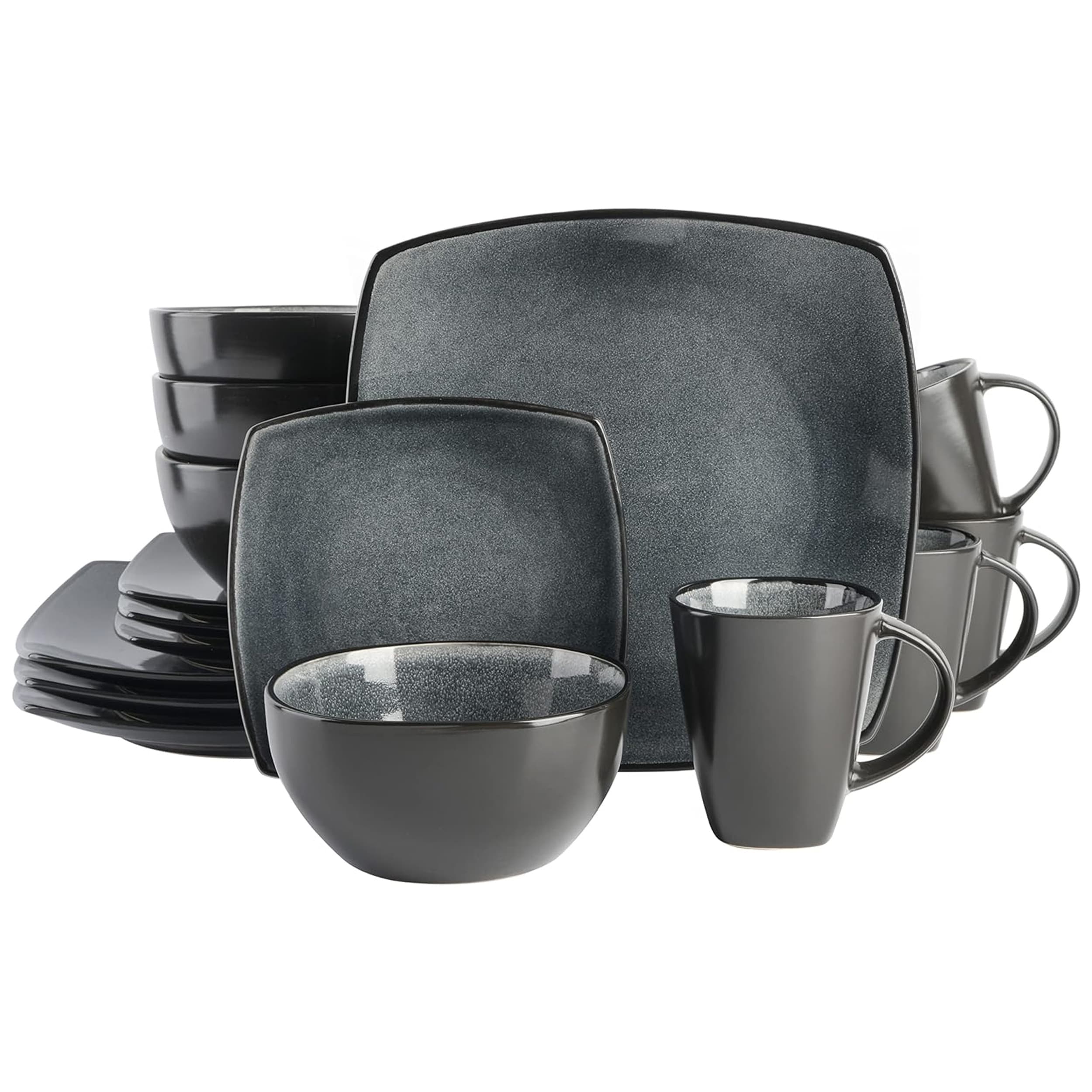 Gibson Soho Lounge 16 Piece Soft Square Stoneware Dinnerware Set