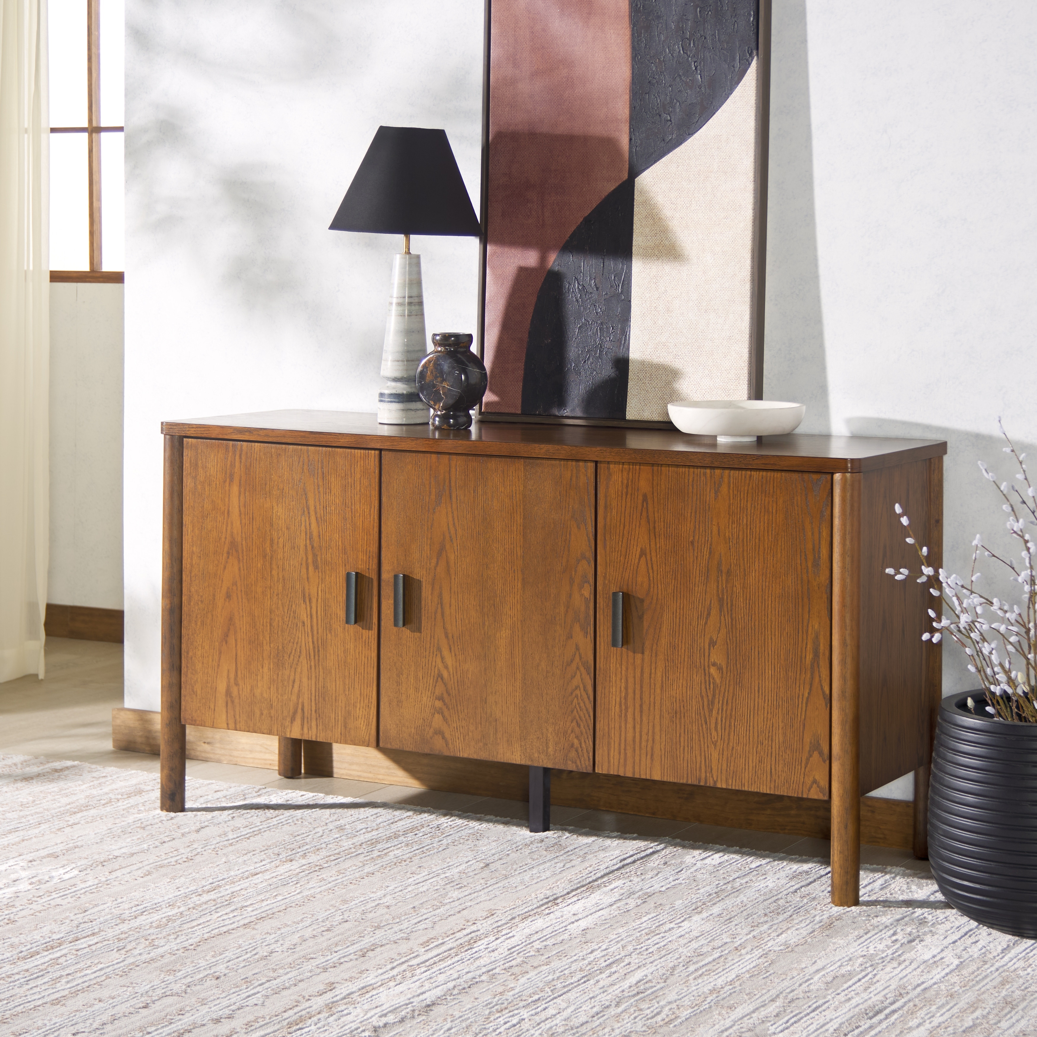 SAFAVIEH Couture Jaylessa Wood 3 Door Sideboard - 58"W x 18"D x 30"H
