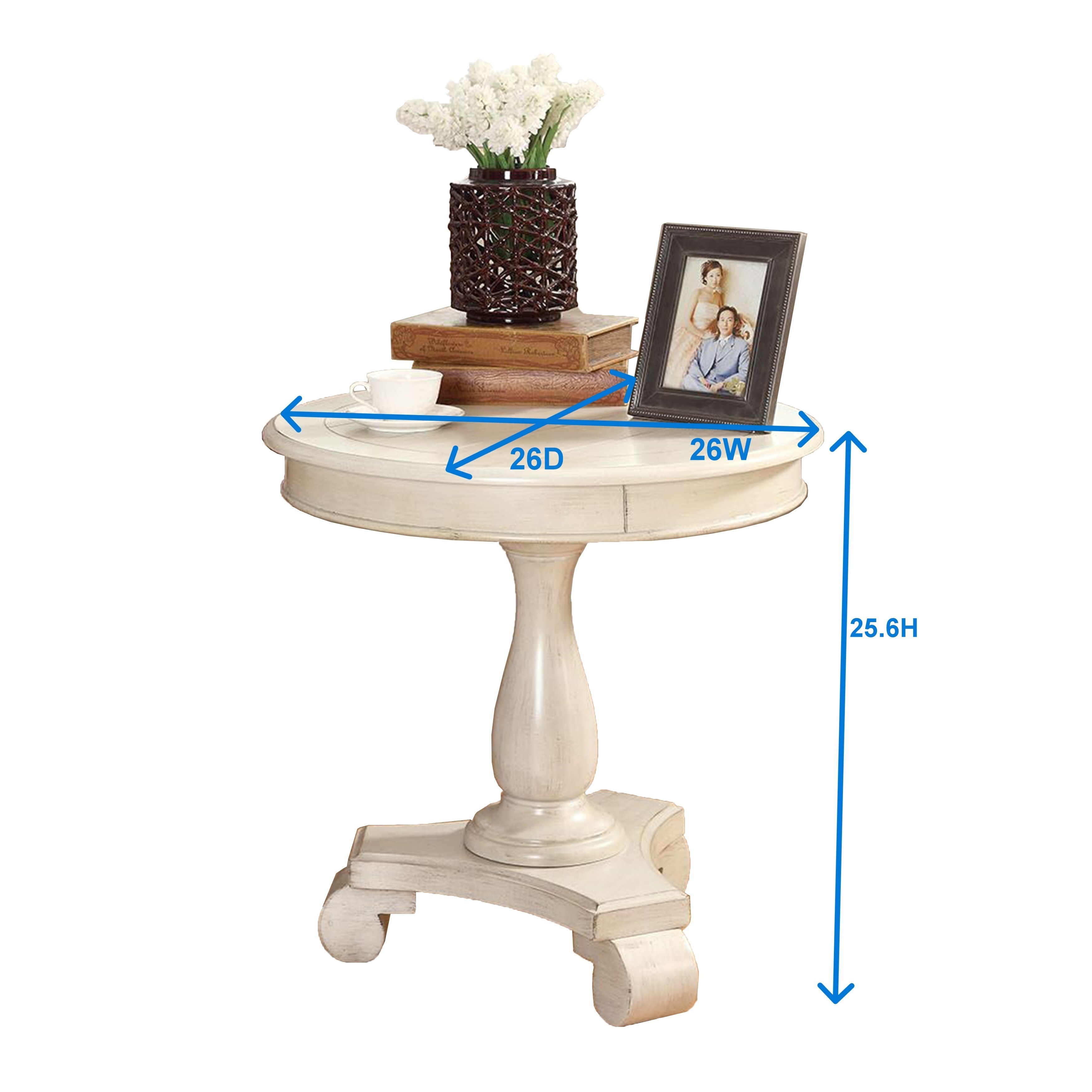 Cottage White Wood Pedestal Side Or End Table Cottage White Wood Pedestal Side Or End Table