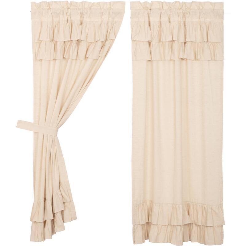 Simple Life Flax Ruffled Short Panel Set - Short Panel 63x36 - Short Panel 63x36