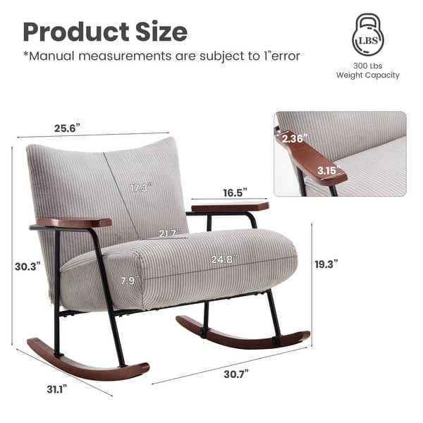 Modern Accent Chair Arm Chair Living Room Rocking Chair Metal Frame