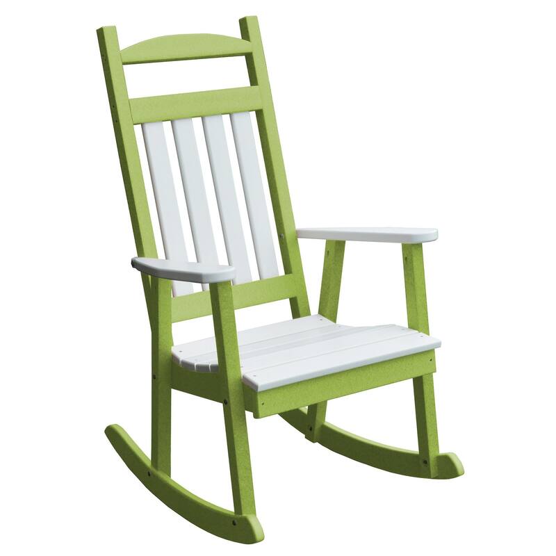 Poly Classic Porch Rocker - Tropical Lime with White Accents