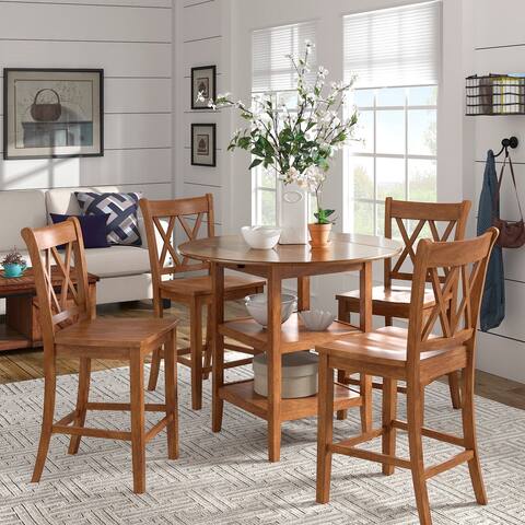 Eleanor Antique Drop Leaf Round Counter Height Dining Set by iNSPIRE Q Classic