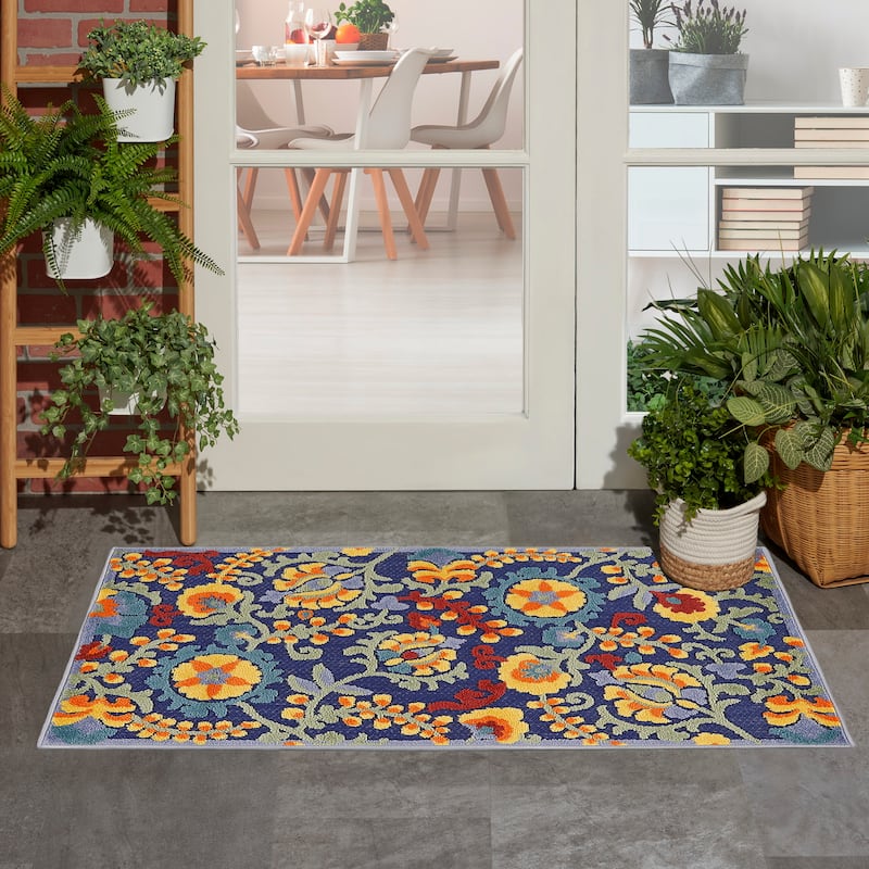 Nourison Aloha Indoor/Outdoor Floral Area Rug - 2' x 3' - Blue/Navy
