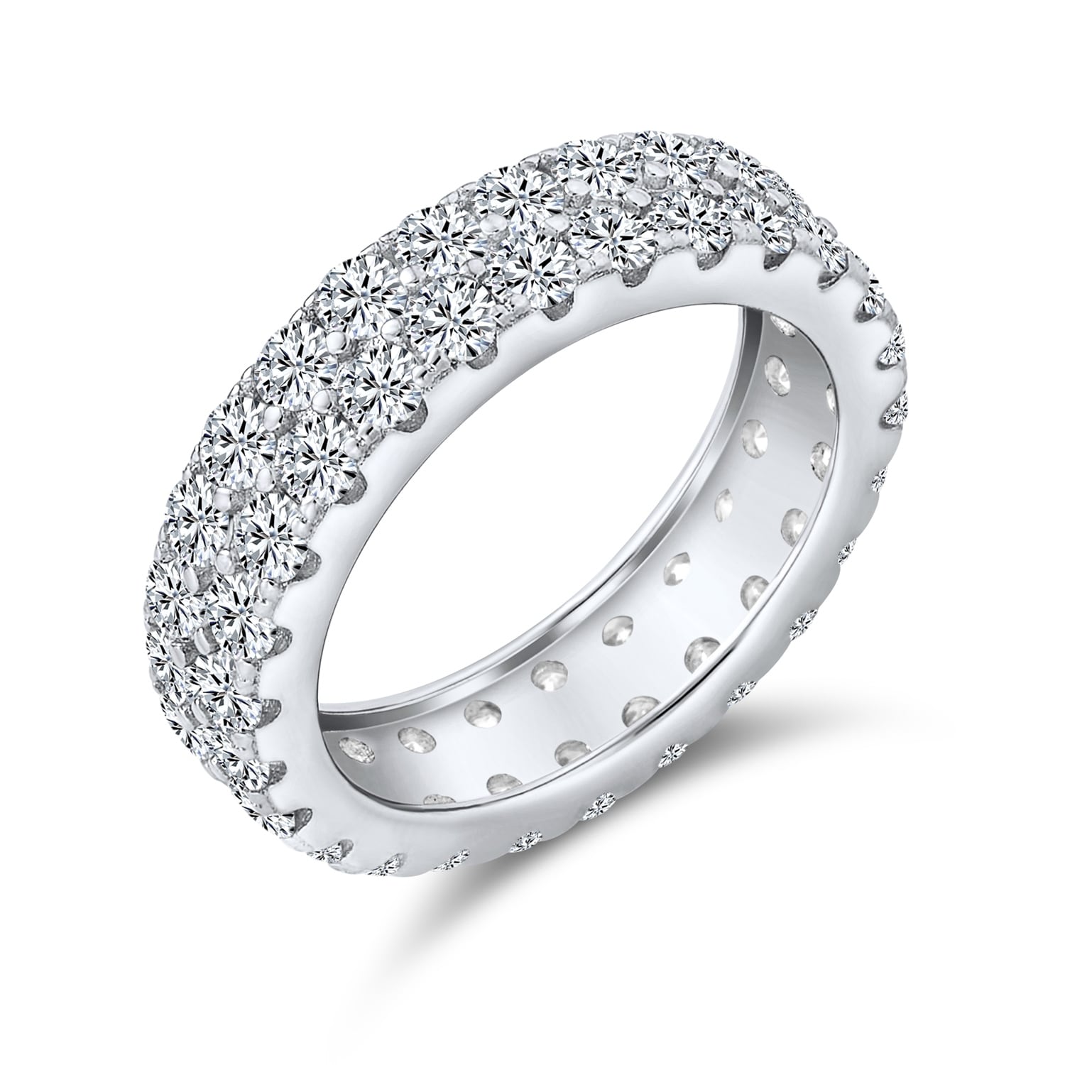 2 CARAT .925 STERLING SILVER BAGUETTE ROUND ETERNITY RING BAND FREE RING BOX 2 CARAT .925 STERLING SILVER BAGUETTE ROUND ETERNITY RING BAND FREE RING BOX