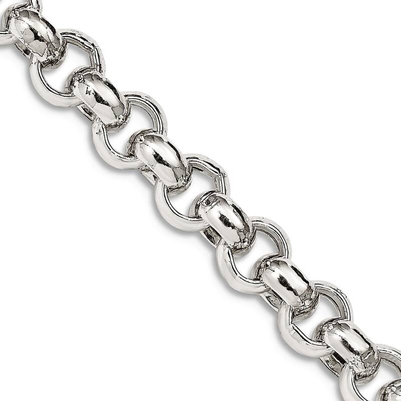 Curata 925 Sterling Silver Hollow Polished 7.75mm Rolo Chain Necklace For Men (Lobster)