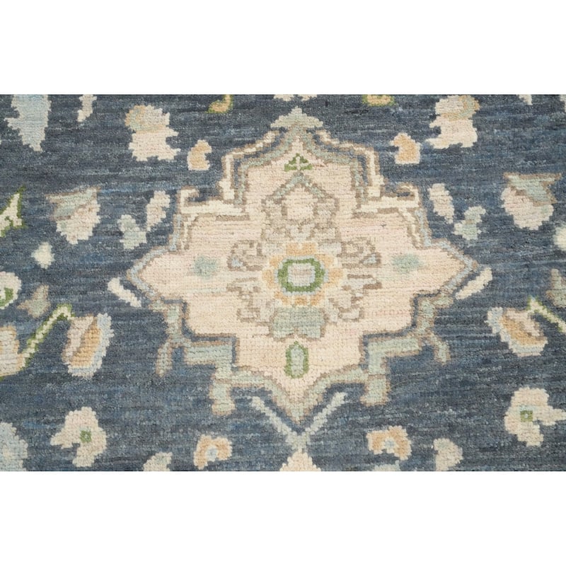 Hand Knotted Oriental 100% Wool Carpet Transitional Geometric Greys & Charcoal Oushak Area Rug - 6' 6'' X 5' 3''