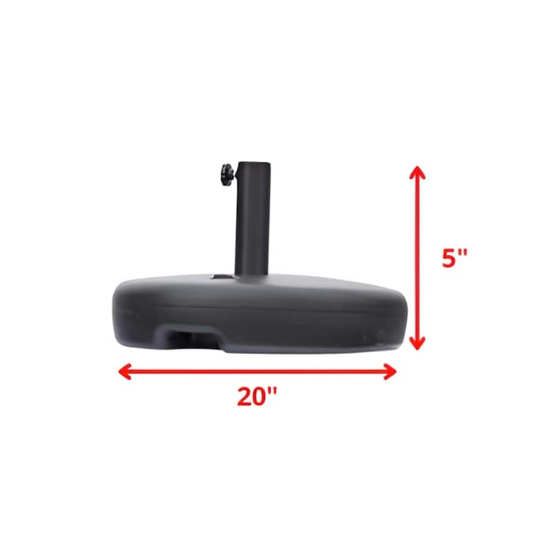 Black Heavy Duty Plastic Umbrella Base for Outdoor Patio Umbrellas - 13” x 20” x 5”