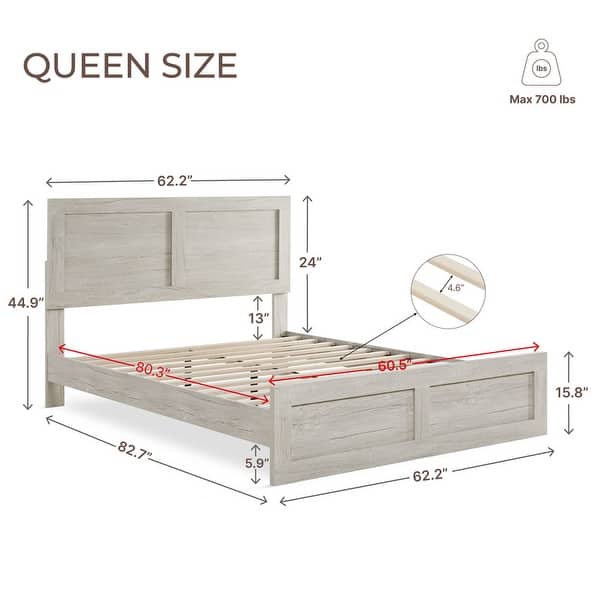 dimension image slide 3 of 7, Spruce & Spring Scout 3-Piece Solid Wood Bed Set with Platform Bed Frame and 2 Nightstands