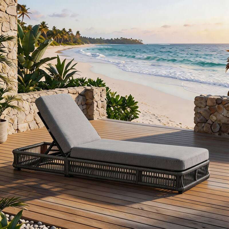 Adjustable Backrest Outdoor Chaise Lounge Chair Patio Pool Lounger