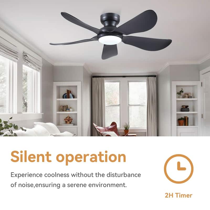 32/36/46/52 inches Low Profile Ceiling Fan with Light and Remote for Living Room Bedroom Kid's Room Patio
