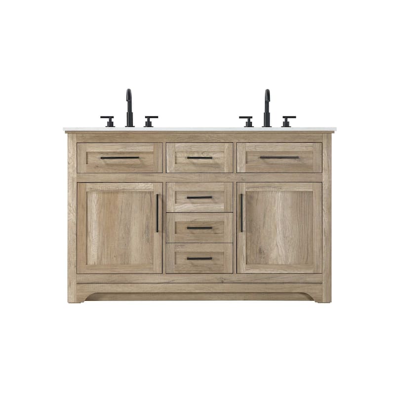 Nathaniel Double Bathroom Vanity (54-84 inch) - Natural oak - 54"