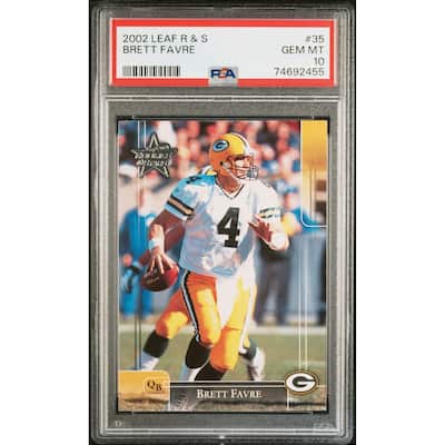 Brett Favre 2002 Leaf Rookies and Stars Football Card #35 Graded PSA 10 - 8'6" x 11'6"