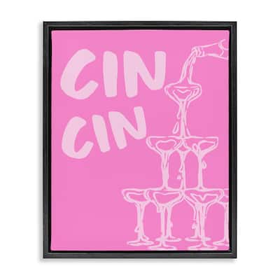 Stupell Pink Champagne Tower Framed Floater Canvas Wall Art Design By House of Lulu