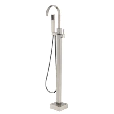 CASAINC Single-Handle Floor-Mounted Bathtub Faucet High Flow Bathroom Tub Filler with Hand Shower