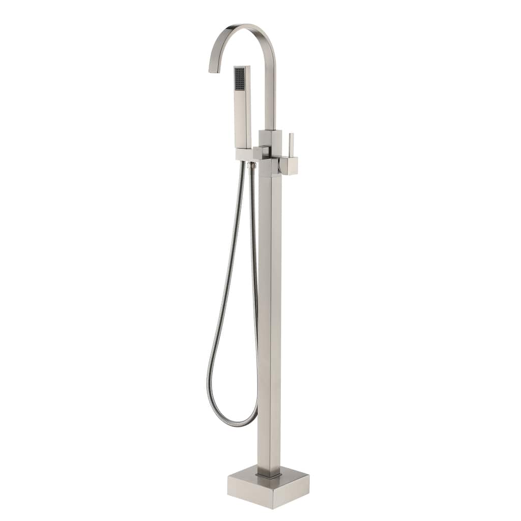 CASAINC Single-Handle Floor-Mounted Bathtub Faucet High Flow Bathroom Tub Filler with Hand Shower