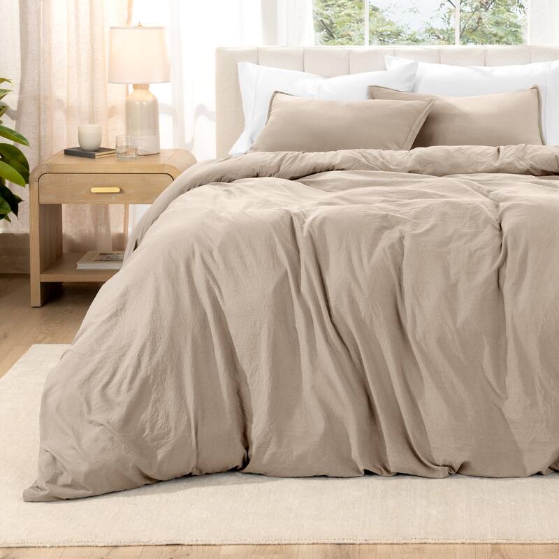 Bare Home Premium Washed Microfiber Duvet Cover and Sham Set
