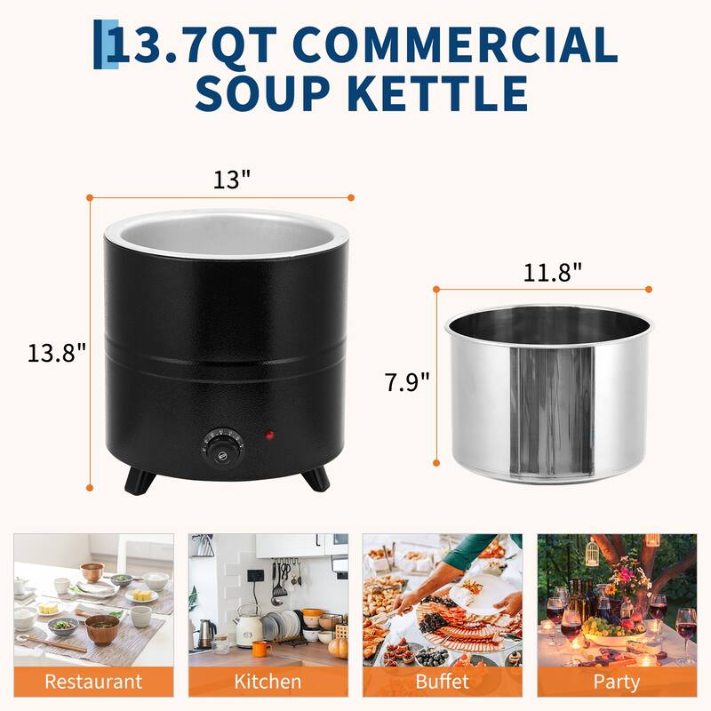 Commercial Soup Warmer Kettle Food Warmer, Electric Soup Pot