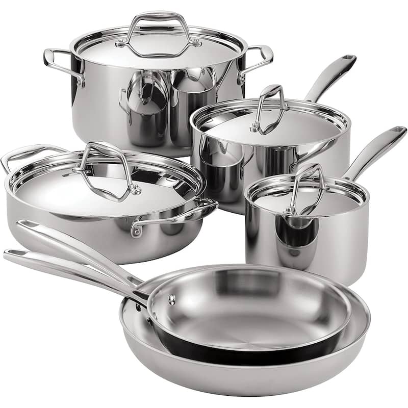 10-Piece Signature Tri-Ply Clad Stainless Steel Cookware Set with Lids