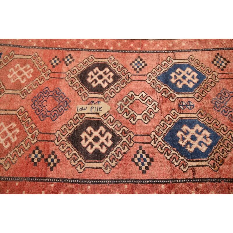 Hand Knotted Oriental 100% Wool Carpet Traditional Geometric Red Qashqai Runner Rug - 8' 9'' X 4' 0''