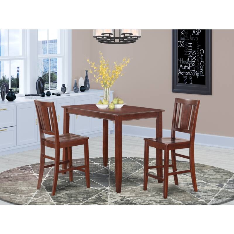 Counter Height Dining Set - 3 Piece Table & Chairs - Modern Kitchen Pub Set - 30x48 Inch Table