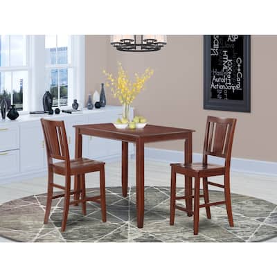 Counter Height Dining Set - 3 Piece Table & Chairs - Modern Kitchen Pub Set - 30x48 Inch Table