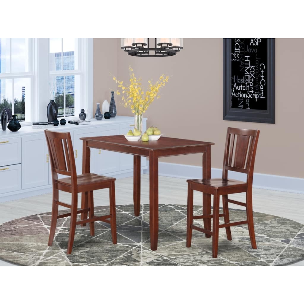 Counter Height Dining Set - 3 Piece Table & Chairs - Modern Kitchen Pub Set - 30x48 Inch Table