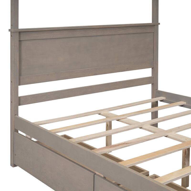 Wood Canopy Bed with two Drawers