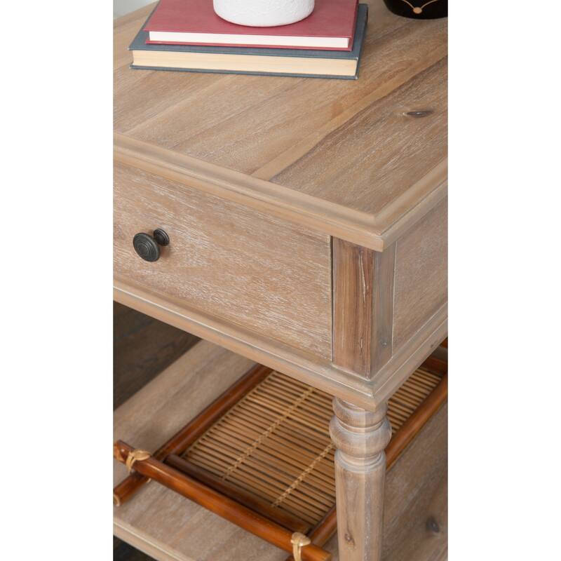 Wooden End Table with Storage Drawer - 26" - Brown