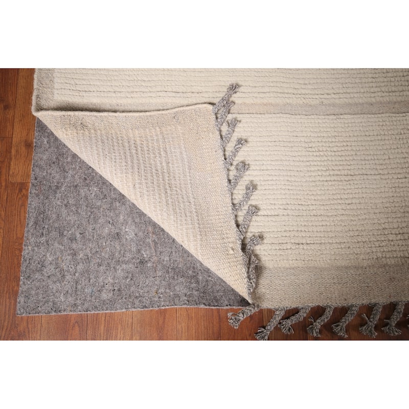 Ivory Moroccan Oriental Large Area Rug Handmade Wool Carpet - 12'1"x 15'11"