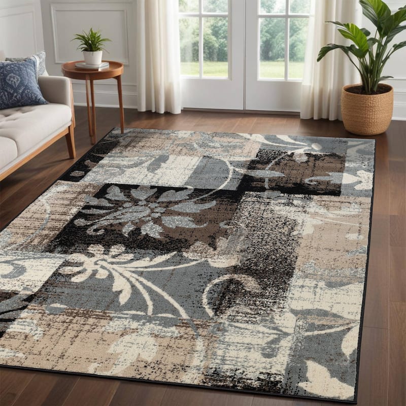 Superior Pastiche Contemporary Floral Patchwork Indoor Runner or Area Rug