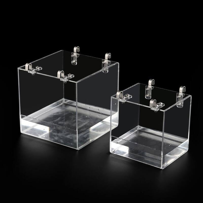 Acrylic Bird Bath Box with Hook, Thickened Hanging Water Bath Tub - 13*13*11cm