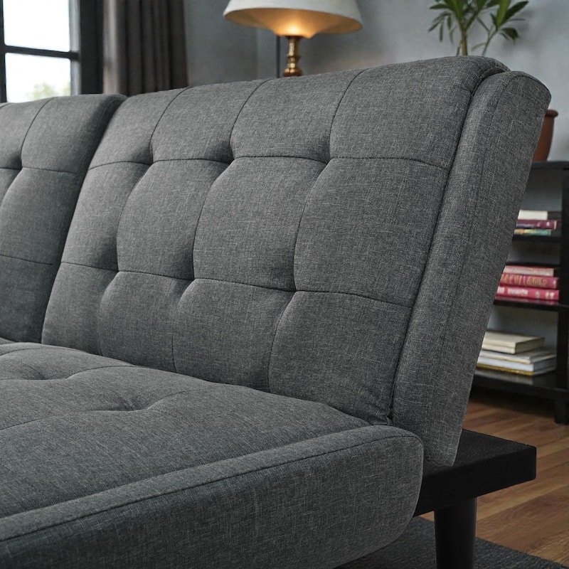 Convertible Futon Sofa Bed 63 Inch, Sleeper Couch with 5-Position Adjustable Backrest, Modern Loveseat for Small Spaces