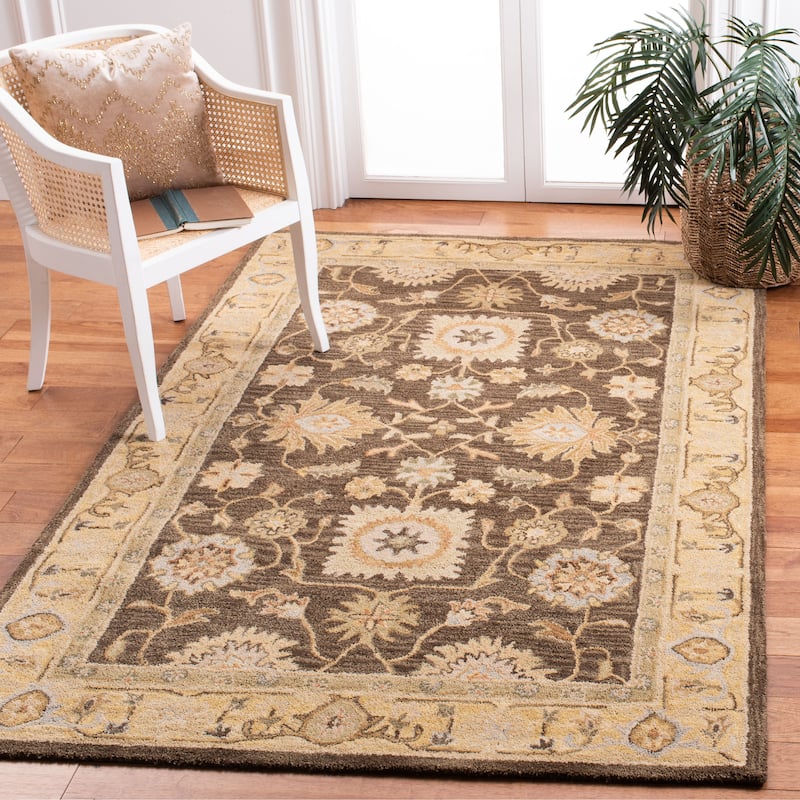 SAFAVIEH Handmade Anatolia Ibala Traditional Hand-spun Wool Rug - 5' x 8' - Brown/Taupe