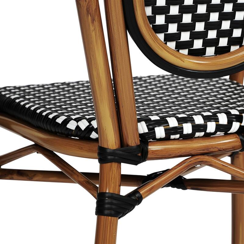 2 Pack All-Weather Commercial Paris Chairs with Arms and metal Frames