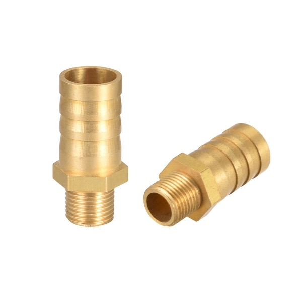 Brass Barb Hose Fitting Connector Adapter 12 mm Barbed x 1/8" G Male Pipe 2Pcs - 1/8" G x 12mm