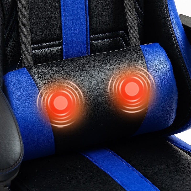 AVAWING Gaming Chair PU Leather Office Chair with Footrest, Ergonomic Reclining Computer Chair with Lumbar Support