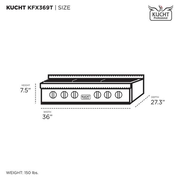 KUCHT Professional 36 in. Liquid Propane Range Top with Sealed Burners