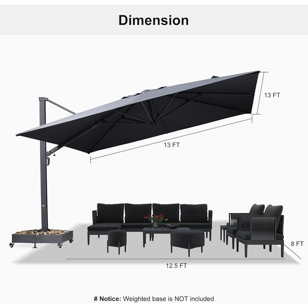 PURPLE LEAF Extra Large Premium Patio Cantilever Offset