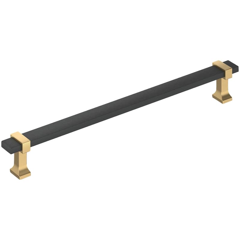 Amerock BP37084 Overton 12" Center to Center Bar Cabinet Pull - Brushed Matte Black / Champagne Bronze