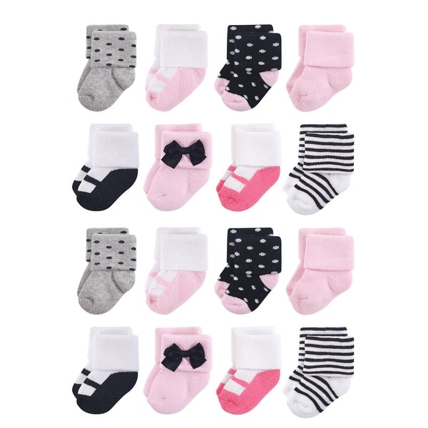 slide 1 of 1, Little Treasure Cotton Rich Terry Socks 16-Pack, Little Lady 0-6 Months - Little Lady