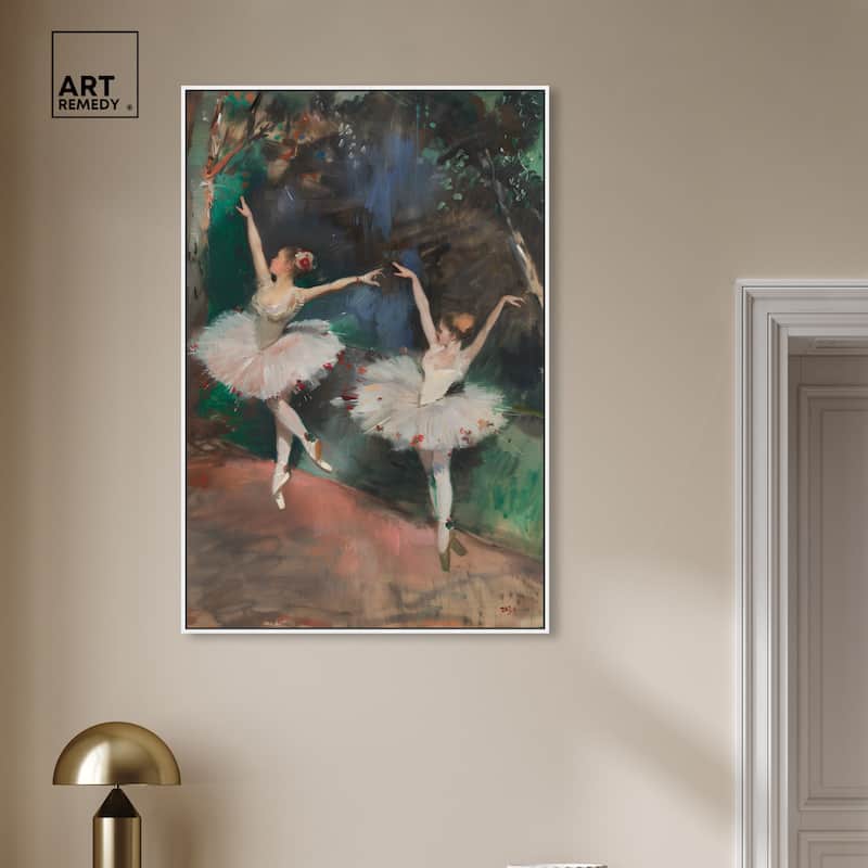 Art Remedy Classical Ballerinas Framed Impressionism 1 Piece Canvas Wall Art /Monet And Van Gogh Inspired Art