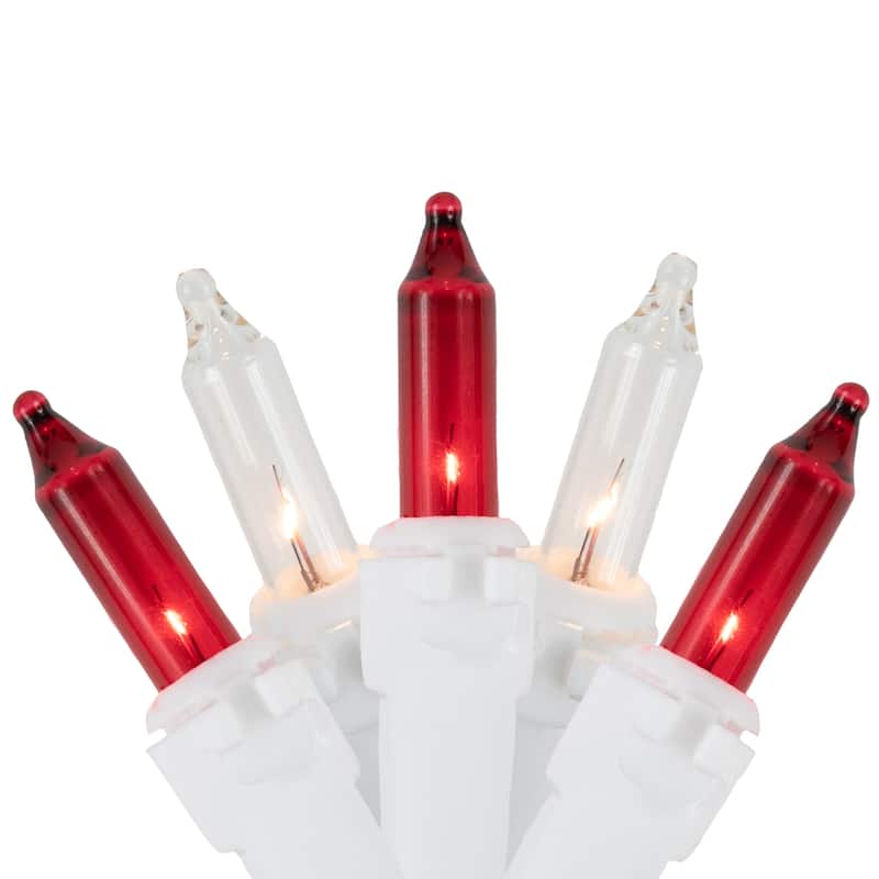 100ct Red and Clear Mini Icicle Christmas Lights- 5.75ft White Wire - 5.75'
