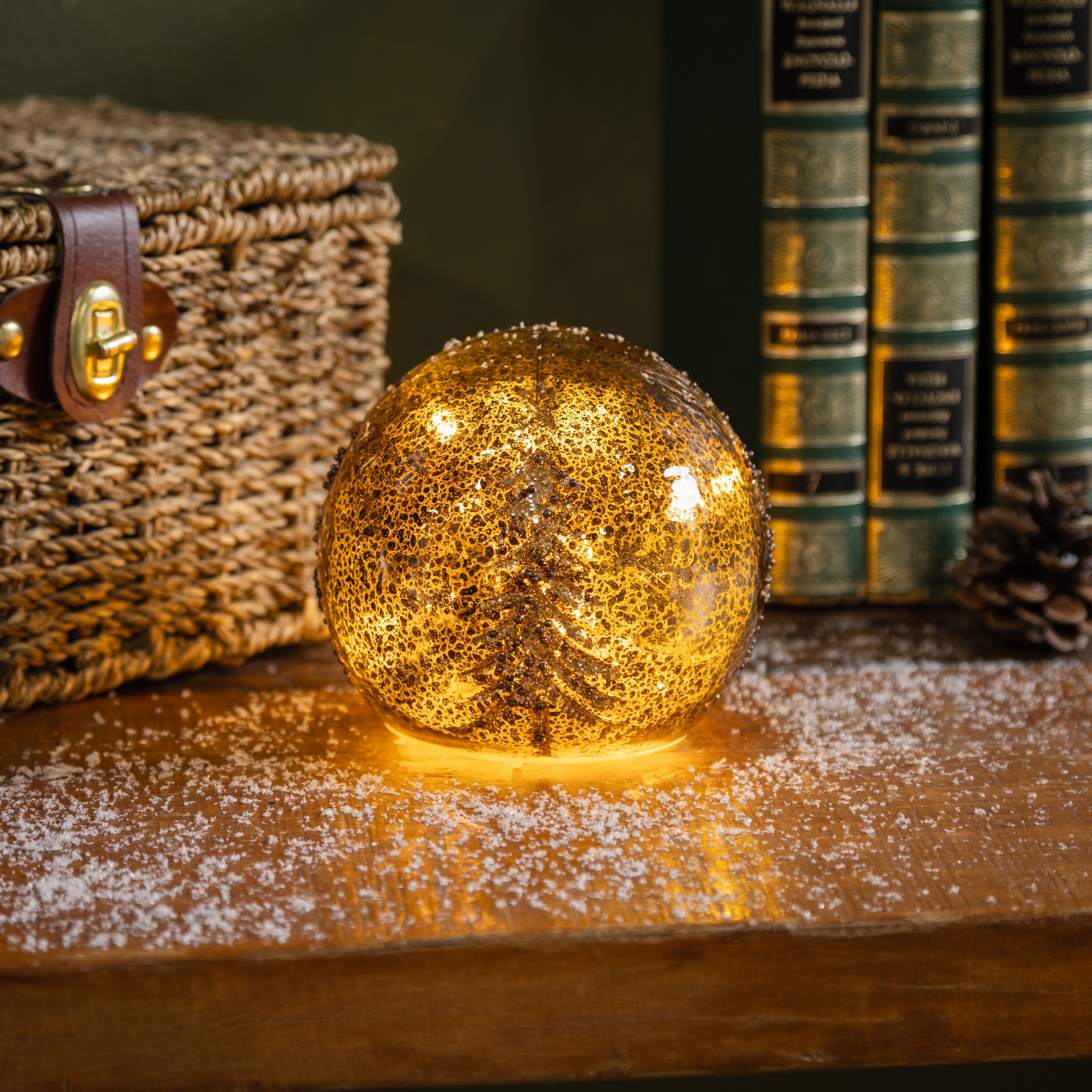 LED Tabletop Glass Ball with Tree - 4.5"