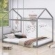 preview thumbnail 1 of 7, Queen Size Wooden House Bed with Headboard - Whimsical Design for Long-lasting Use and Easy Assembly Grey