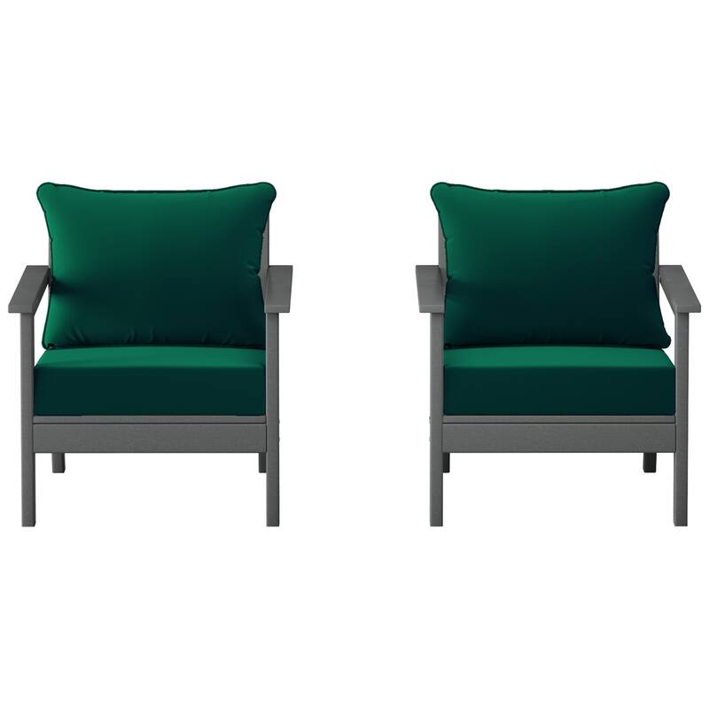 Birchwood All Weather HDPE Outdoor Patio Gray Deep Seating Conversation Set With Cushions (2-Piece)