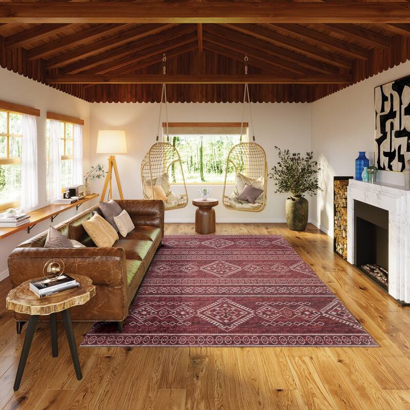 Indoor/ Outdoor Yuma Boho Washable Rug