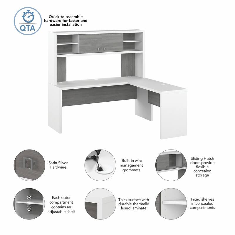 Echo 72W L Shaped Computer Desk with Hutch by Bush Business Furniture