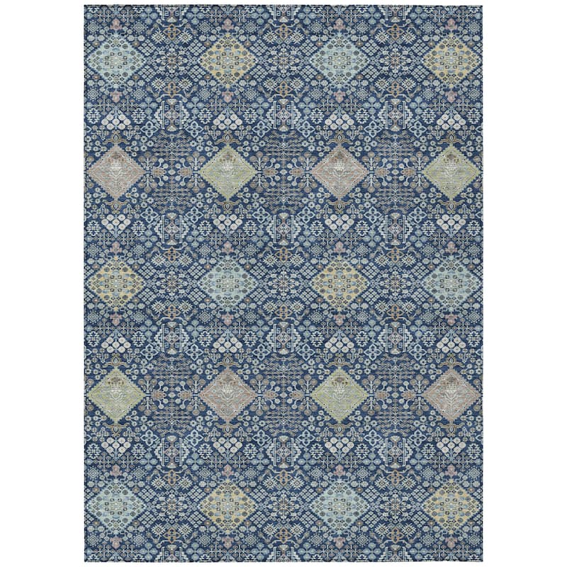 Machine Washable Indoor/ Outdoor Boho Panel Chantille Rug