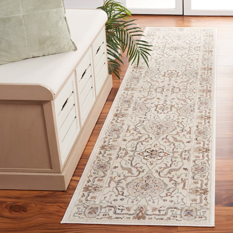 SAFAVIEH Harlow Bridgett Slip Resistant Oriental Rug - 2' x 8' Runner - Ivory Grey/Rust